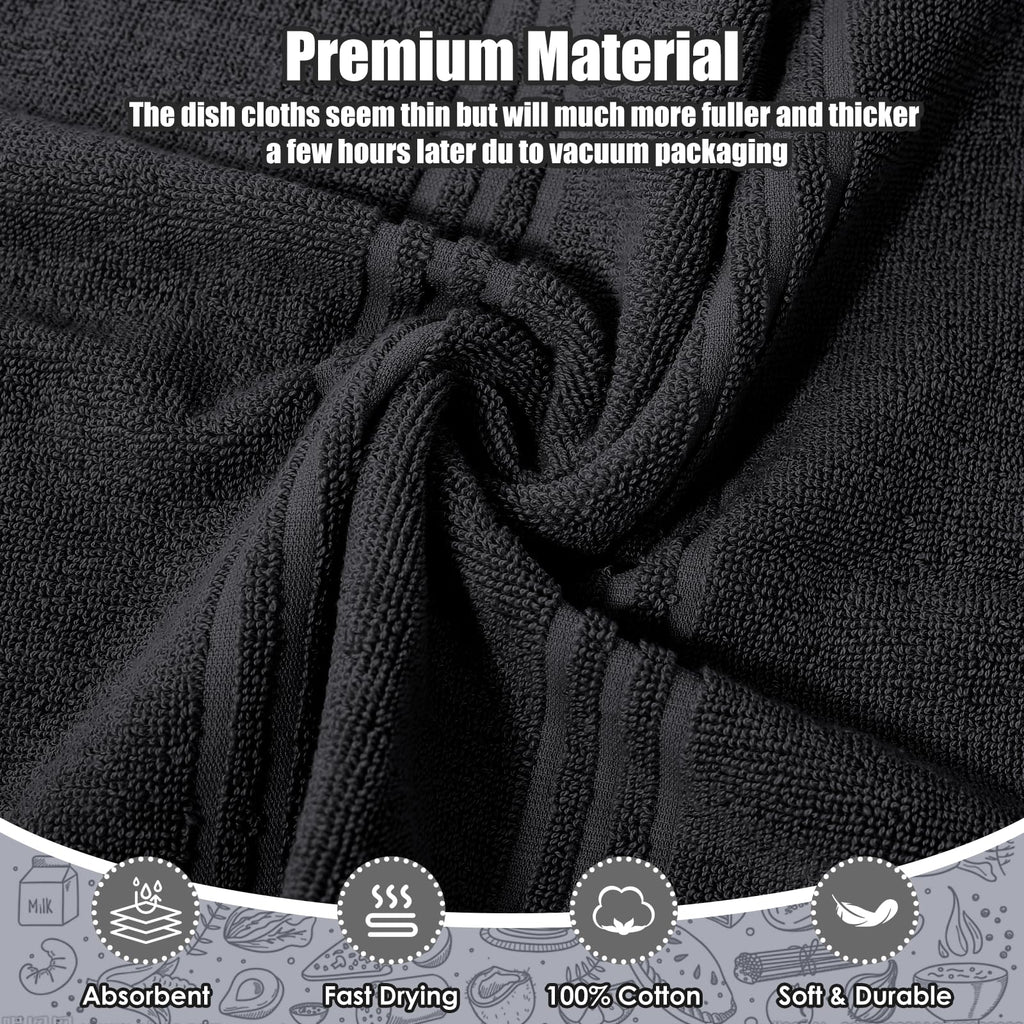 Dish Towels and Dishcloths with Oven Mitts Sets- 100% Cotton Tea Towels for Kitchen- 500 F Heat Resistant Oven Mittens 7.5"x12", Durable Dish Cloths 11.8"x11.8", Absorbent Dish Towels 13.5"x24"