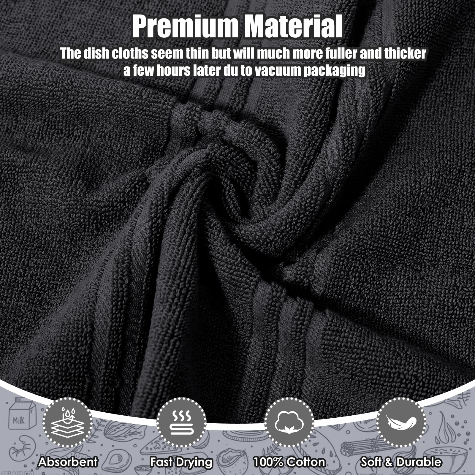 Dish Towels and Dishcloths with Oven Mitts Sets- 100% Cotton Tea Towels for Kitchen- 500 F Heat Resistant Oven Mittens 7.5"x12", Durable Dish Cloths 11.8"x11.8", Absorbent Dish Towels 13.5"x24"
