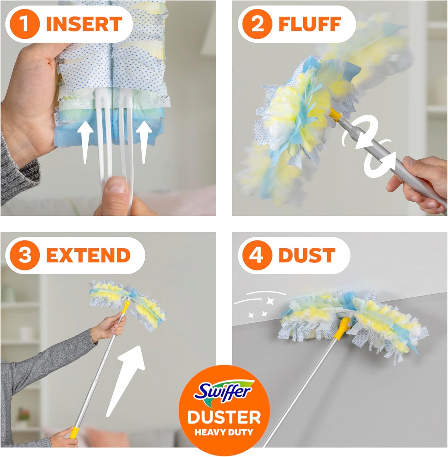 Swiffer Duster Kit - Heavy Duty Starter Kit with 8 Refills & 6 ft Super Extendable Handle