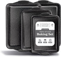 Country Kitchen Nonstick Bakeware Set - Heavy Duty & Easy Release | 4-Piece Black Stackable Set