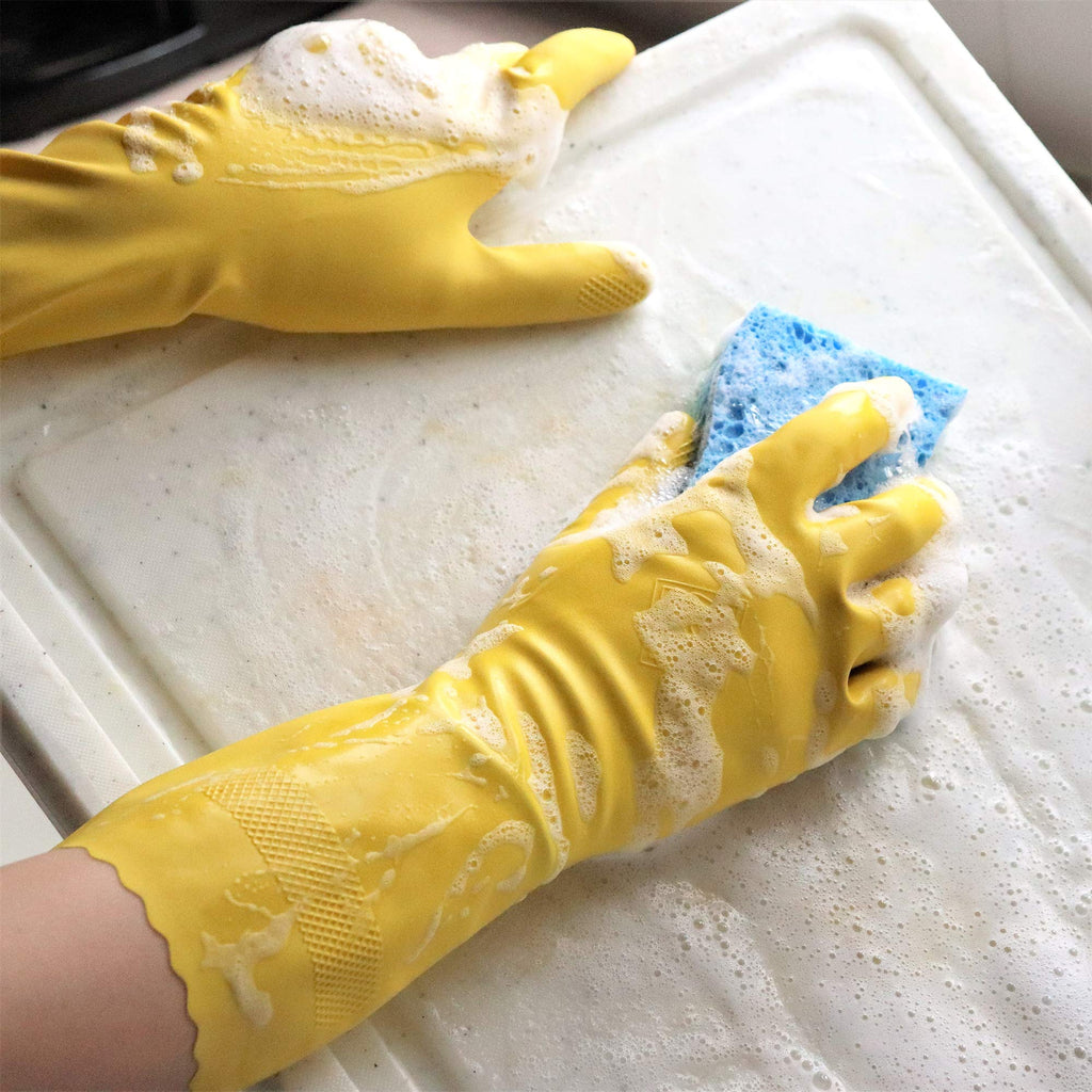 PLAYTEX HandSaver Rubber Gloves for Kitchen and Household Cleaning (4 Pairs), Small