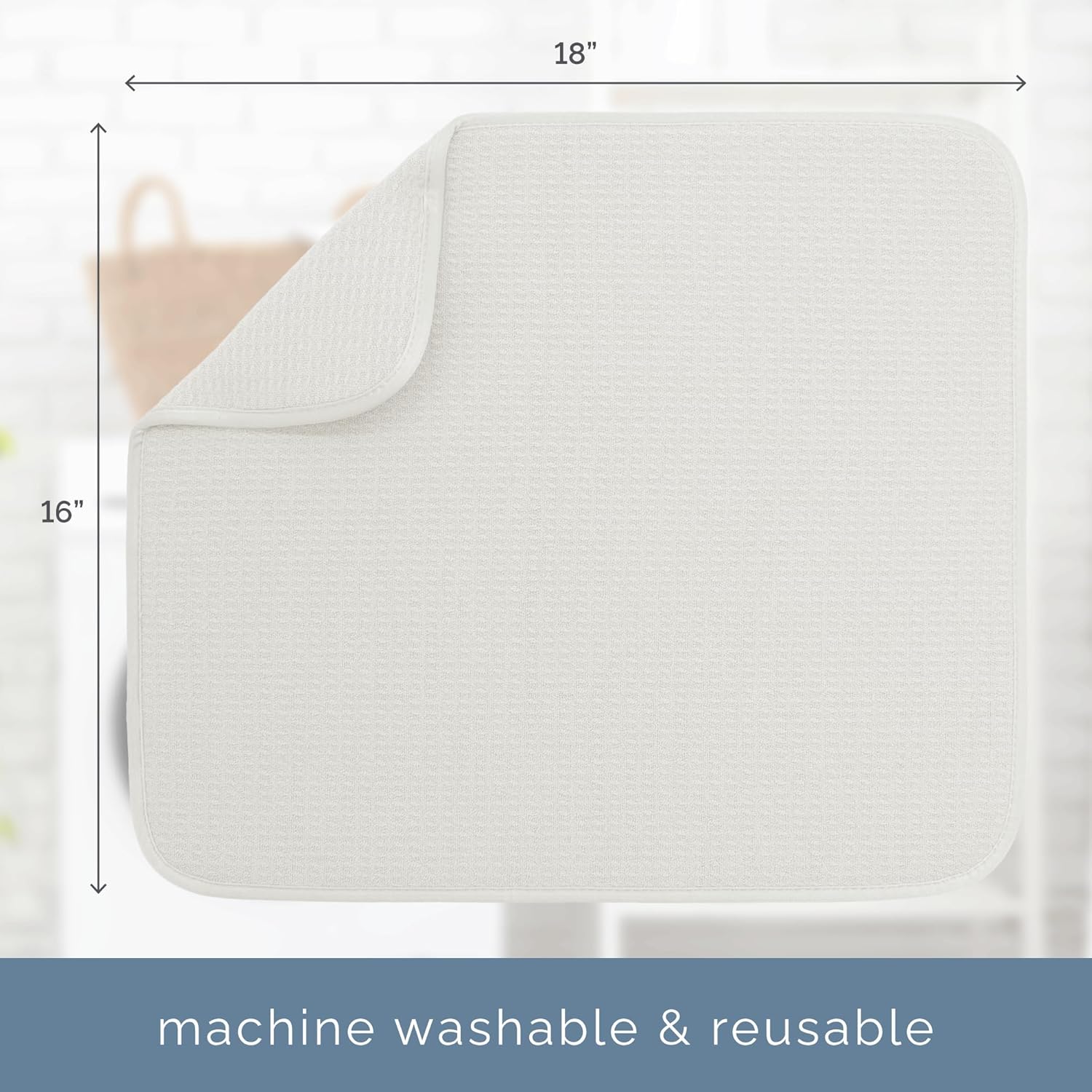 S&T INC. Dish Drying Mat - Absorbent Microfiber Kitchen Counter Pad, 16” x 18”, Large Cream Color
