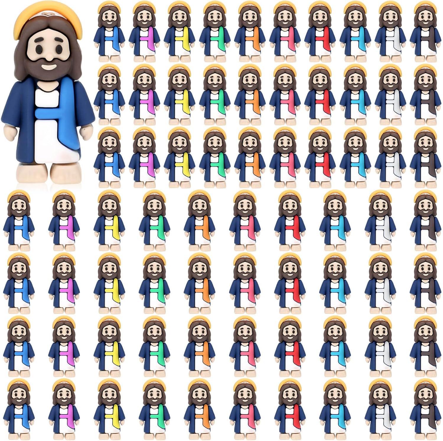 Skiennix Mini Jesus Figurines - 70 Pcs Bulk Set for Easter Hide and Seek Religious Party Favors