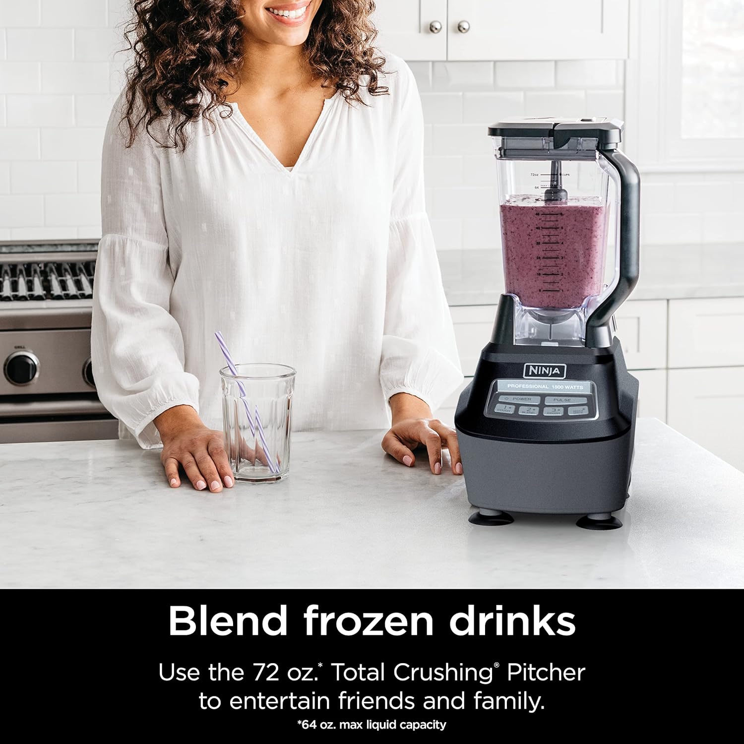 Ninja Kitchen System - All-in-One Food Processor & Blender for Smoothies | Includes Pitcher, Travel Cup & 8-Cup Bowl | Perfect for Salsa, Dough & Frozen Drinks | 120 Volts | Black | BL770AMZ