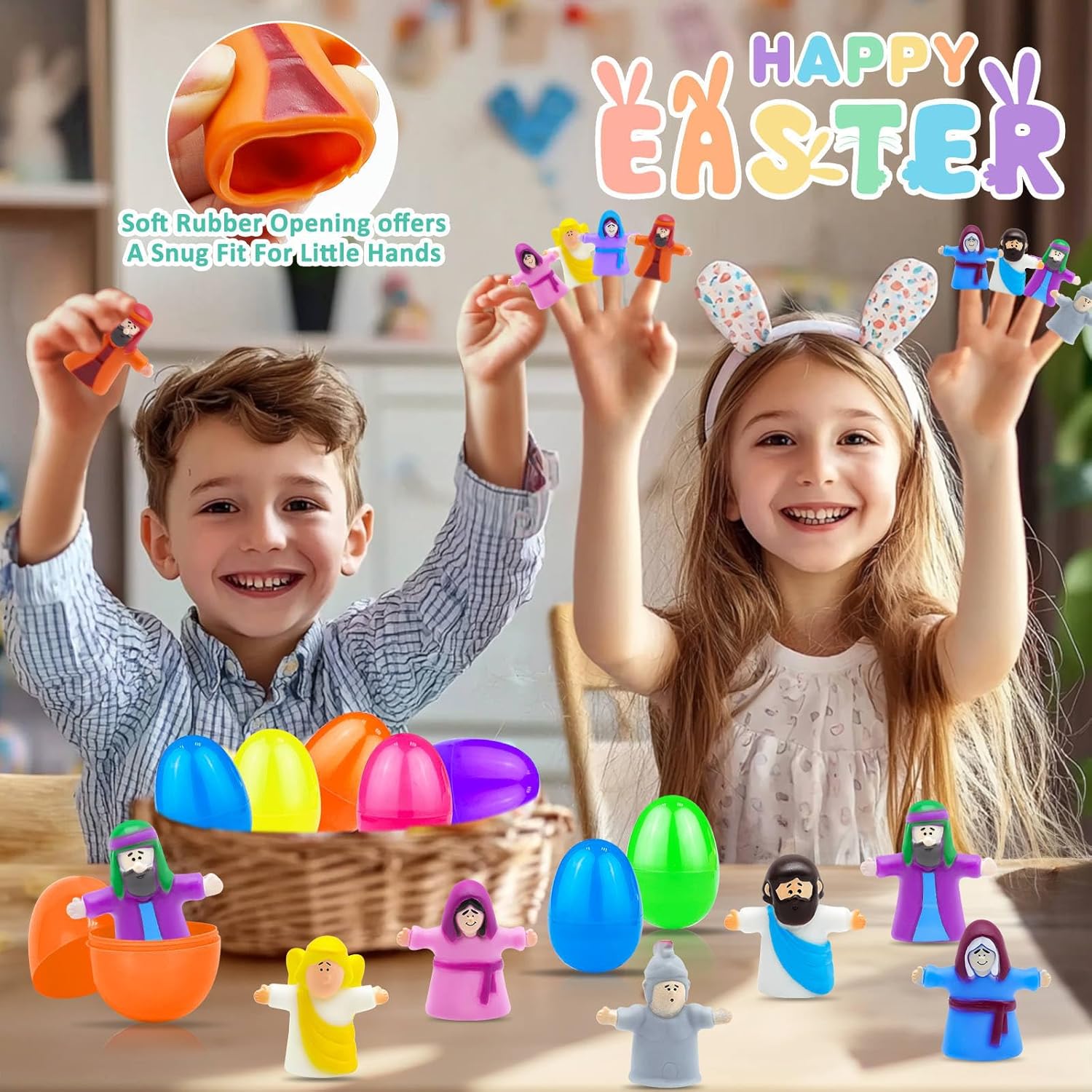 Regine Switzerland Easter Eggs - 8 Pack Religious Finger Puppets | Nativity Bible Toys for Kids