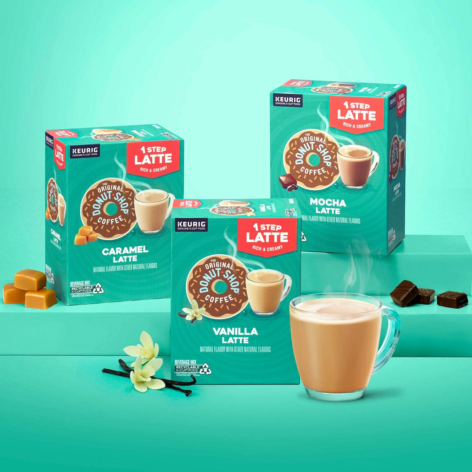 Original Donut Shop Vanilla Latte K-Cup Pods - Flavored Coffee, 20 Count | Single-Serve Convenience