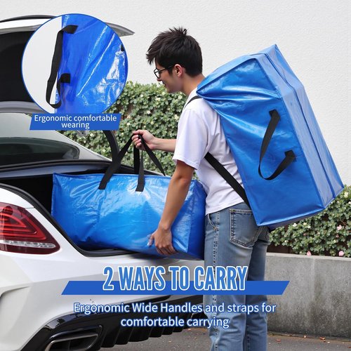 BAGAIL Heavy Duty Moving Bags - Extra Large Storage Totes with Strong Handles | 2-Pack, Blue