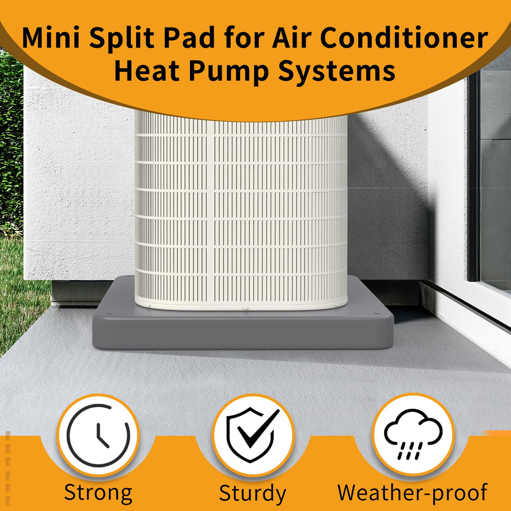 LBG Products Mini Split Pad,Equipment Pad 32 x 32 x 2 inches for Mini Split Air Conditioner Heat Pump Systems,Plastic Ground Pad for Outdoor Condenser Units,Mini Split AC Condenser Pad