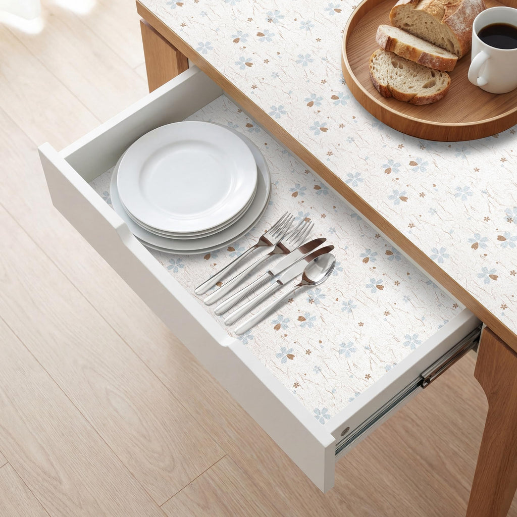 RAY STAR 18X96 Inch Shelf Liner for Kitchen Cabinets, Non-Adhesive Cabinet Liner Washable, PVC Drawer Liner for Dresser Non-Slip Bathroom (Floral)(1 Roll)