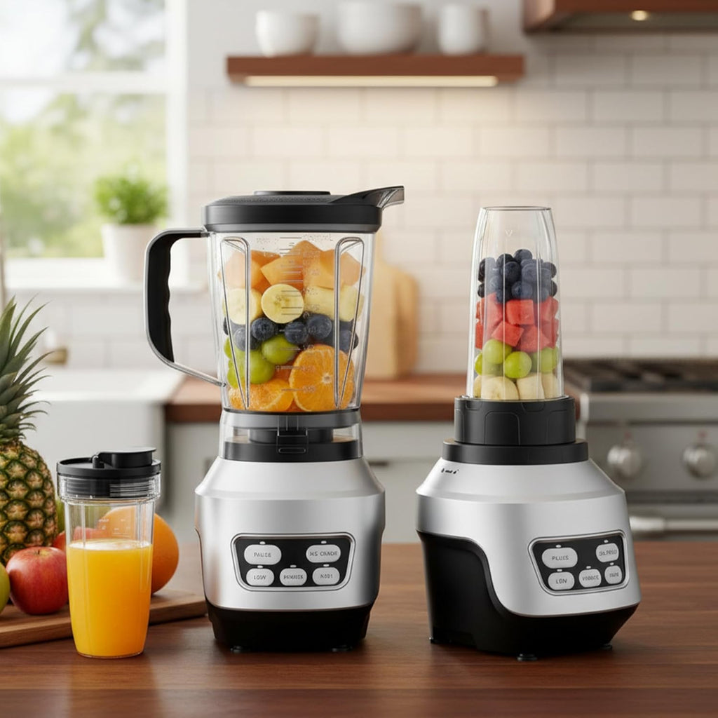 Simple Deluxe Smoothie Blender - 1200W Powerful Kitchen Blender with 60 oz Capacity & BPA-Free Cups | Silver