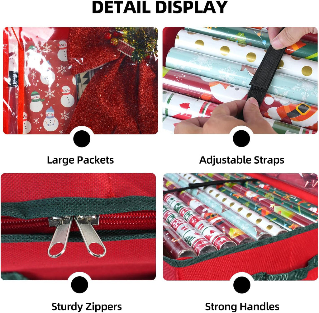 VoMii Gift Wrap Organizer - 40 Inch Storage Container for 24 Rolls of Wrapping Paper & Accessories