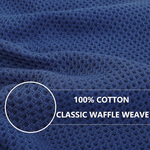 Homaxy Kitchen Dish Cloths - 100% Cotton Waffle Weave, Ultra Soft & Absorbent, 12 x 12 Inches, Navy Blue | 18-Pack