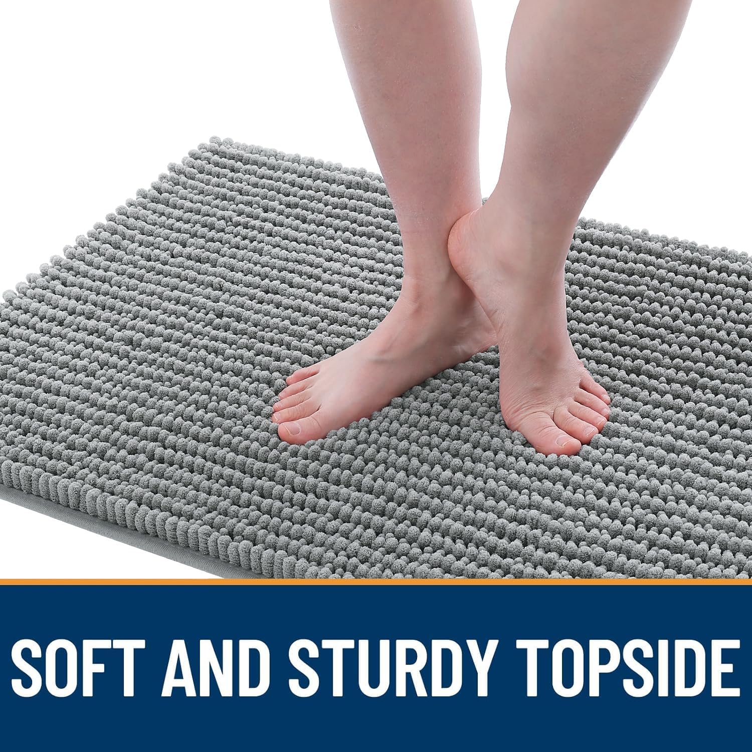 OLANLY Dog Door Mat - Ultra Absorbent Chenille Mud Doormat | Non-Slip & Washable 30x20, Grey