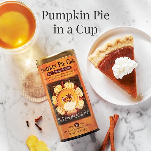 The Republic of Tea – Pumpkin Pie Chai Herbal Tea Tin, 36 Naturally Caffeine-Free Tea Bags