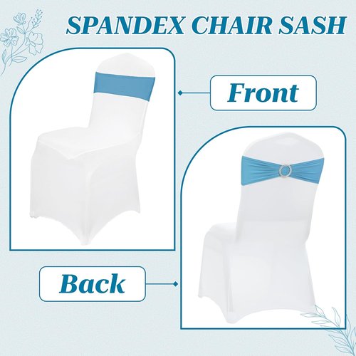 MDS Spandex Chair Sashes - Universal Fit Elastic Stretch Bands with Buckle for Weddings | Blue, Pack of 150