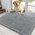 OLANLY Dog Door Mat - Absorbent Non-Slip Mud Mat for Dogs | Quick Dry Chenille, 35x24, Grey
