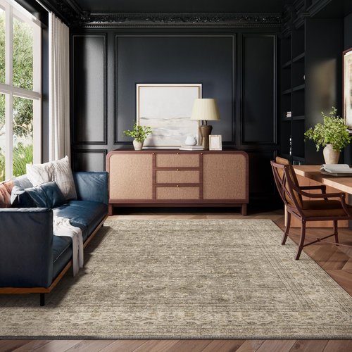 Machine Washable Rugs for Living Room: 8x10 Area Rugs for Bedroom Vintage Stain Resistant Non Slip Low Pile Lightweight Boho Carpet for Kitchen Dining Room Farmhouse Kids Room Nursery