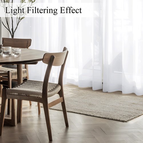 NICETOWN Non-See-Through White Sheer Curtains 96 inches Long 2 Panels, Privacy Rod Pocket & Back Tab Window Drapes Light Filtering for Bedroom/Living Room, W52 x L96