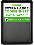 NutriChef Nonstick XL Cookie Sheet - Extra Large 22" x 16" Baking Pan for Cookies, Cakes & Pastries - Black