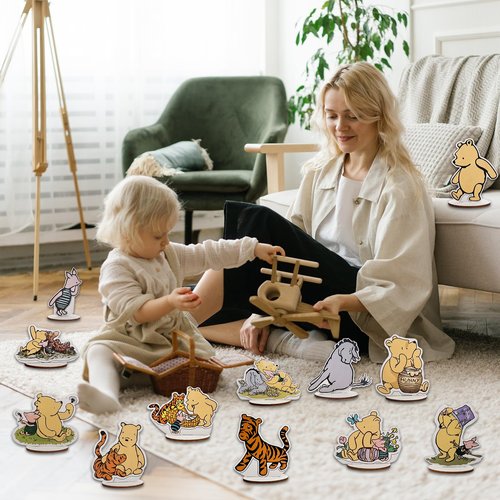 The Winnie Bear Wooden Table Centerpieces for Birthday Party/Baby Shower Decorations, Set of 12