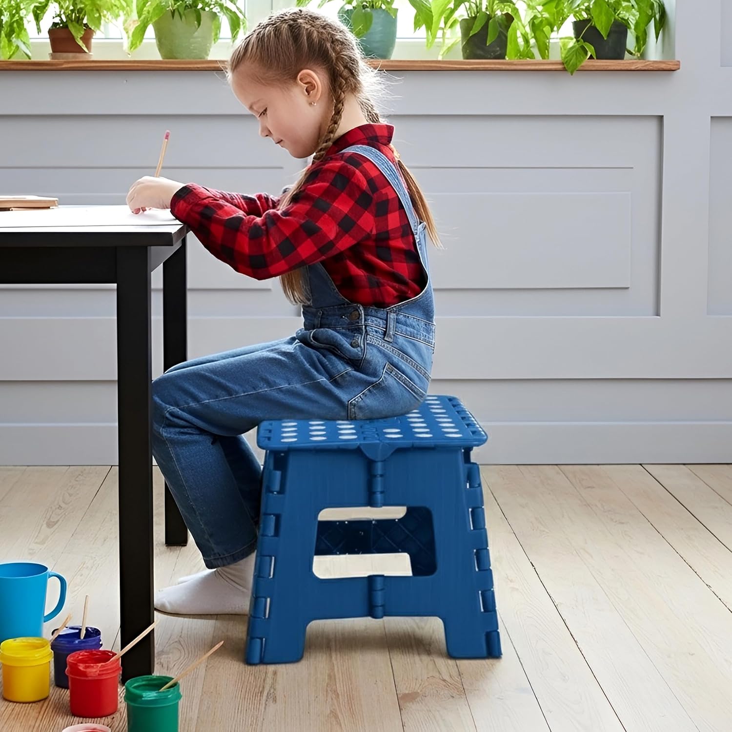Utopia Home Folding Step Stool - 9-Inch Anti-Slip Collapsible Stool | Supports 300 lbs - Blue