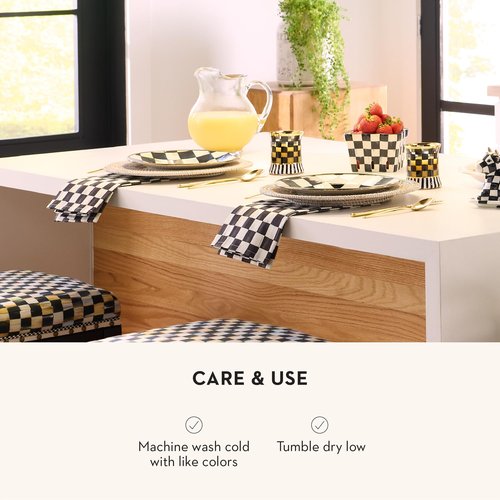 MACKENZIE-CHILDS Set of 1 Cotton Dish Towel, Decorative Kitchen Towel, Black-and-White Courtly Check