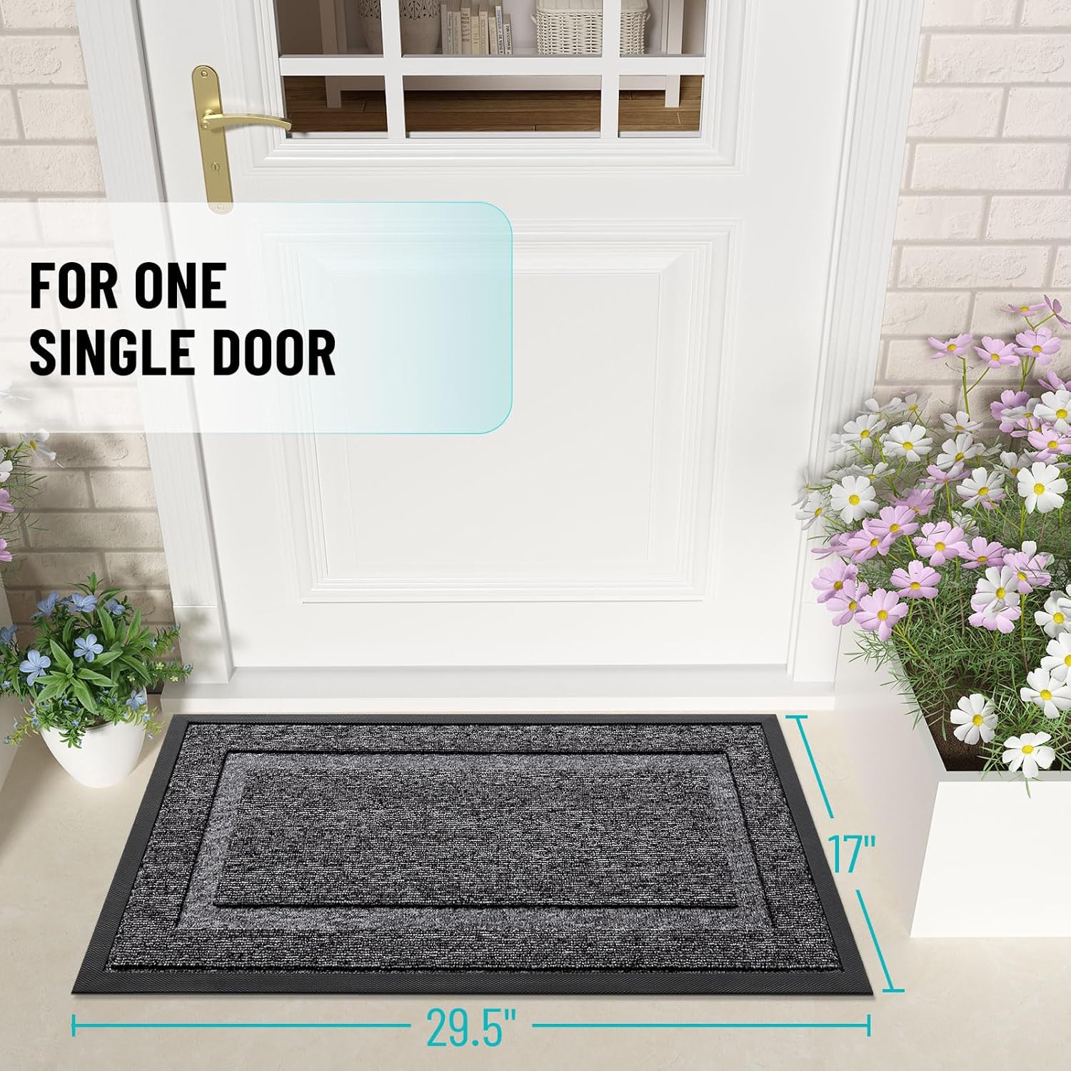 OLANLY Indoor Outdoor Front Door Mat - Waterproof All-Season Doormat, Easy Clean, 33x21, Black and White