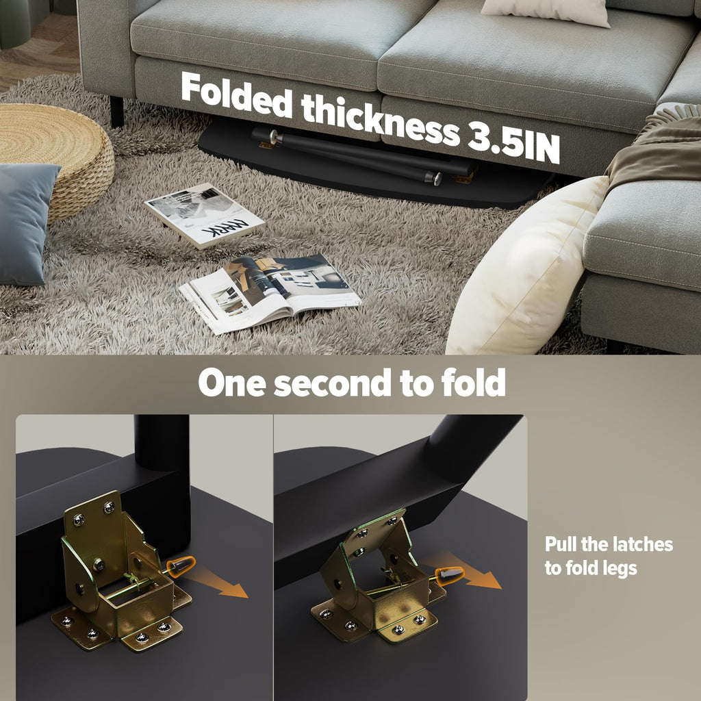 WOHOMO Folding Coffee Table White Small Coffee Tables for Living Room Portable Simple Modern Center Table for Small Spaces, No Assembly, 31.5 * 15.7 * 17.7IN, White Htp