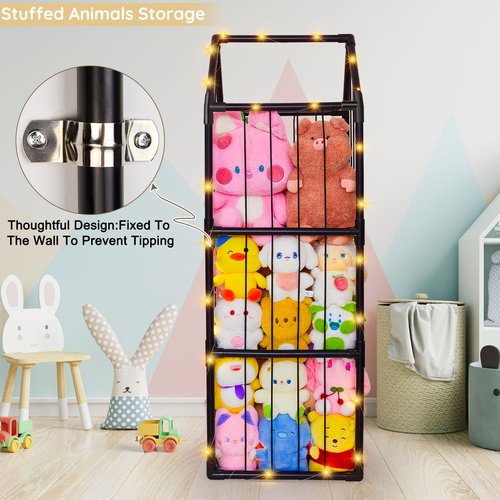 Stuffed Animals Storage Zoo Plushies Toy Storage Organizer Unicorn Castle PVC Stuffed Animals Holder Kids Toy Storage Playroom Nursery Storage Shelf