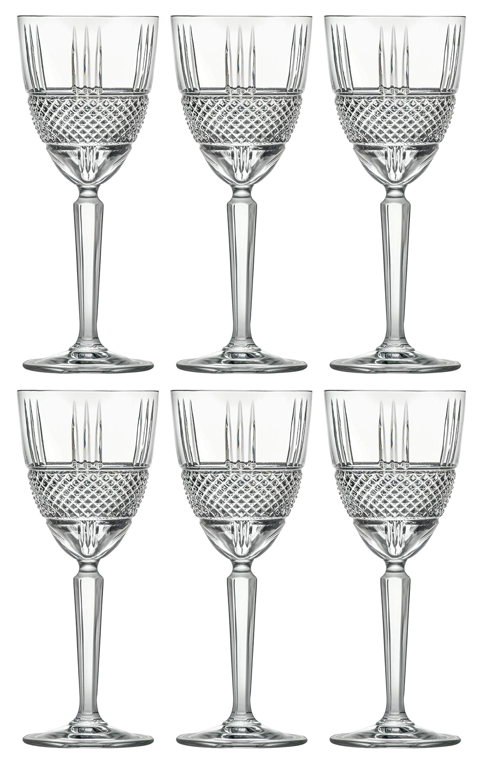 Barski Goblet, White Wine Crystal Glass, Water Glass, Stemmed Glasses, Set of 6 Goblets, 8 oz, Beautifully Designed, Made in Europe