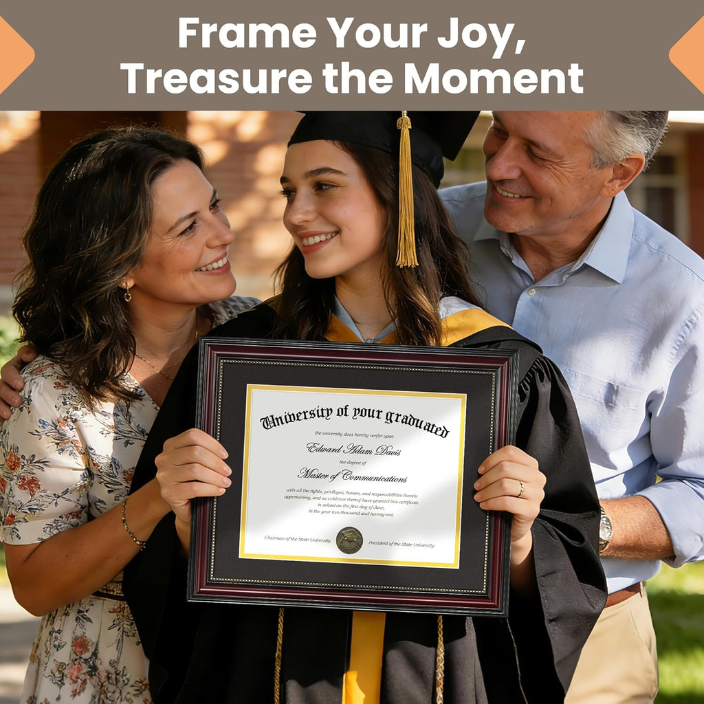 Upsimples Diploma Frame - Classic Wood Grain with Gold Beading | 8.5 x 11 or 11 x 14 Size Options, Perfect Graduation Gift