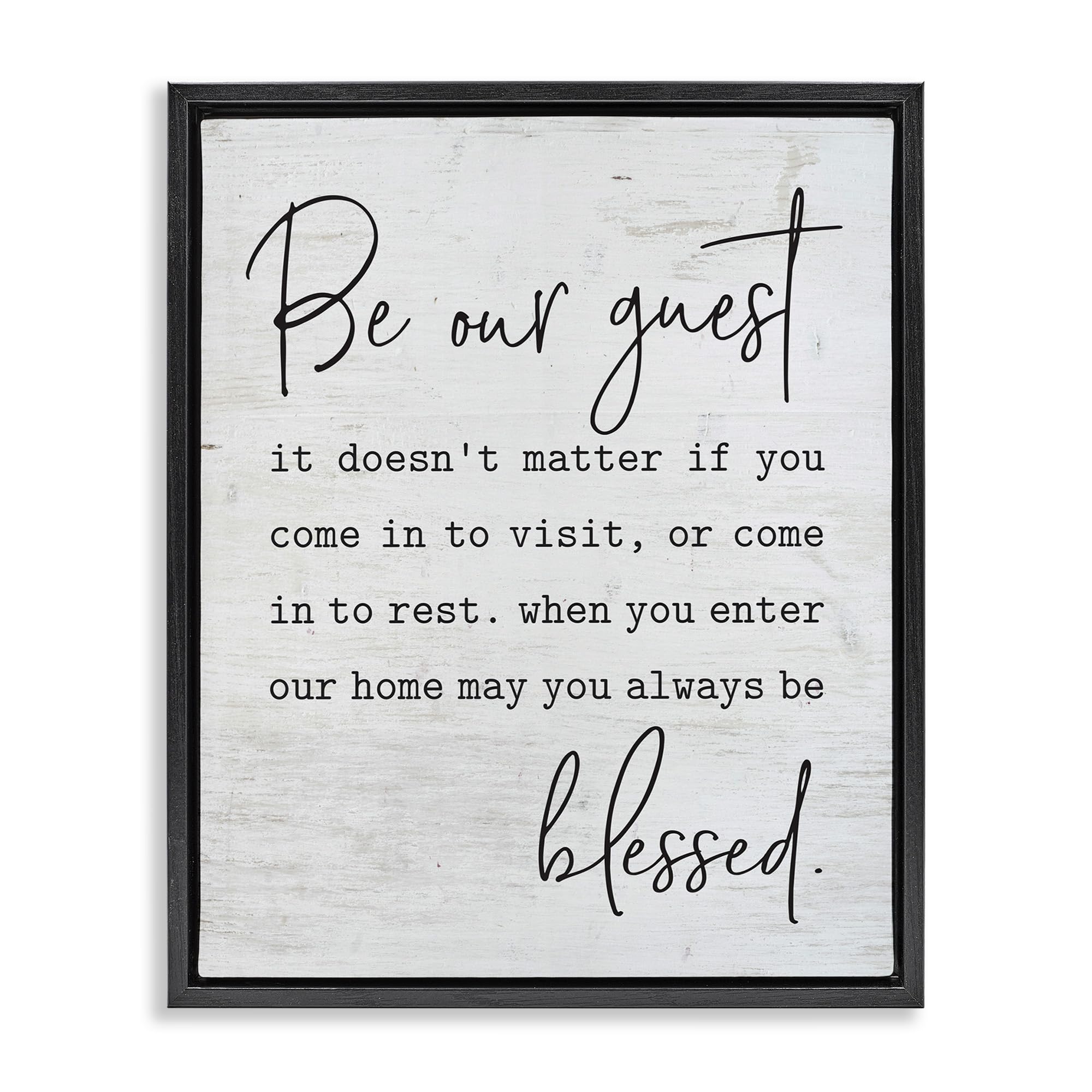 Stupell Industries Be Our Guest Home Family Inspirational Word On Wood Texture Design, Design by Lettered and Lined