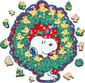 Peanuts Christmas Snoopy Puzzle - Unique 200-Piece Wooden Jigsaw with Woodstock Design | 11.1" x 13.1" - Officially Licensed