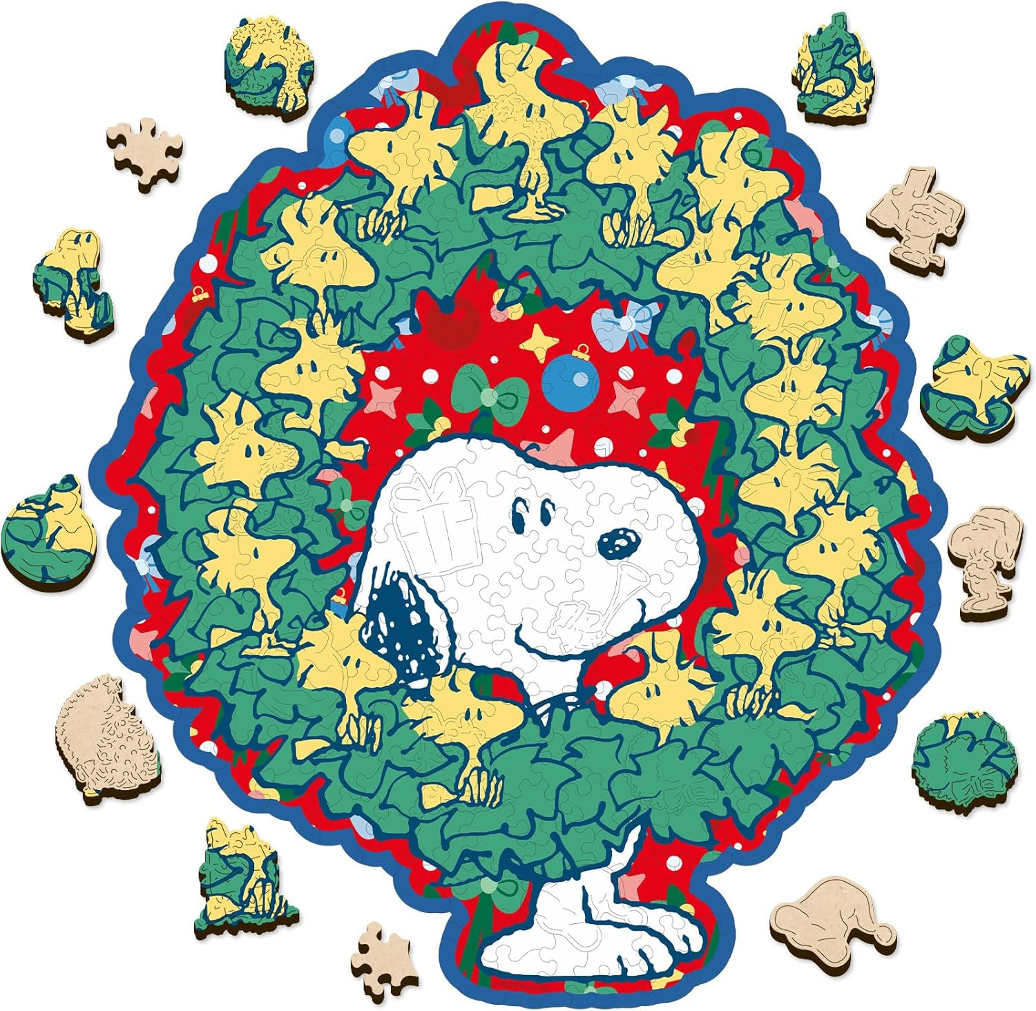 Peanuts Christmas Snoopy Puzzle - Unique 200-Piece Wooden Jigsaw with Woodstock Design | 11.1" x 13.1" - Officially Licensed