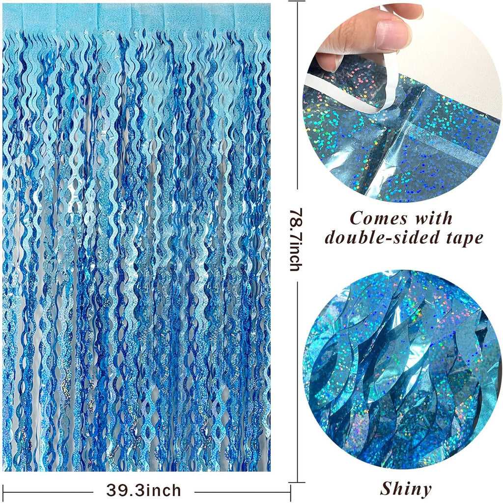 Skiennix Tinsel Foil Fringe Curtains - Metallic Wavy Backdrop for Parties & Events | Photo Booth Decor