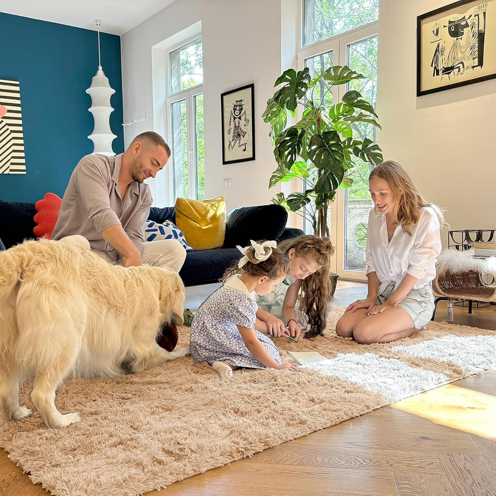 OLANLY Runner Rugs - Soft, Machine Washable Shaggy Carpet for Hallway & Bedroom | Beige, 2x8 ft