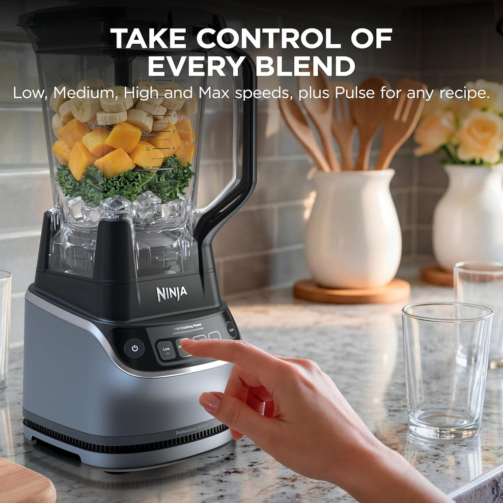 Ninja UltraCrush Professional Kitchen System - 1500W Blender & Food Processor | 72oz Capacity, Silver | Total Crushing Technology for Smoothies & Chopping