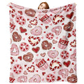Zzkol Valentines Day Dessert Flannel Throw Blanket, Pink Love Heart Cupcake Donut Anniversary Wedding Birthday Gifts for Women Girlfriend Wife Lover, Romantic Soft Blankets for Bedding Sofa 50" x 60"