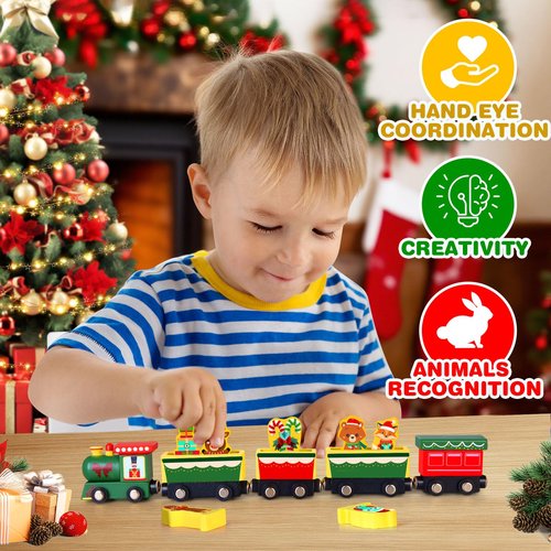 Toddler Advent Calendar 2025-24 Days Magnetic Wooden Animal Train Set Christmas Advent Calendar 2025 for Kids, Countdown Calendar Gifts Montessori Train Stocking Stuffer for Toddlers, Boys and Girls