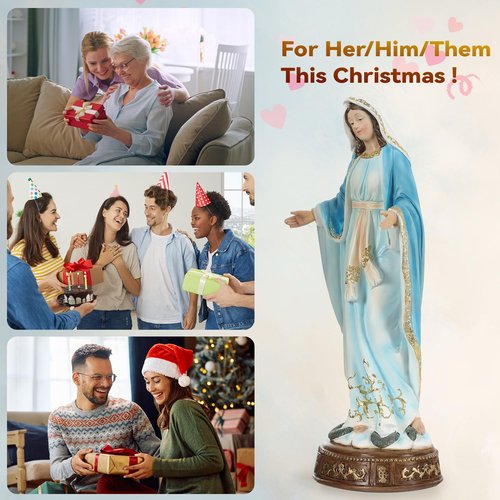 Ultym Blessed Virgin Mary Statue 12", Serene Divine Mercy Mother Statue, Our Lady of Grace Figurine for Home Altar, Church, Office, and Chrismtas Decor, Meaningful Catholic Gifts for Grandma & Mom