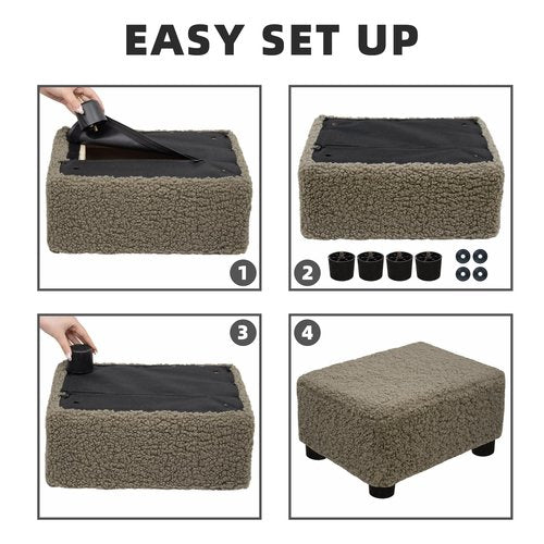 CAROLMADE Small Foot Stool Ottoman Footstool with Legs Under Desk Footrest for Living Room Bedroom and Office, Soft Coffee
