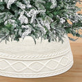 Malier Christmas Tree Collar, 30’’ Knit Xmas Tree Collar, Christmas Tree Collars for Artificial Trees, 11" Extra Tall Tree Stand Base Cover Ring Skirt for 6 ft 9 ft Tree (White, 11''H × 30" W)