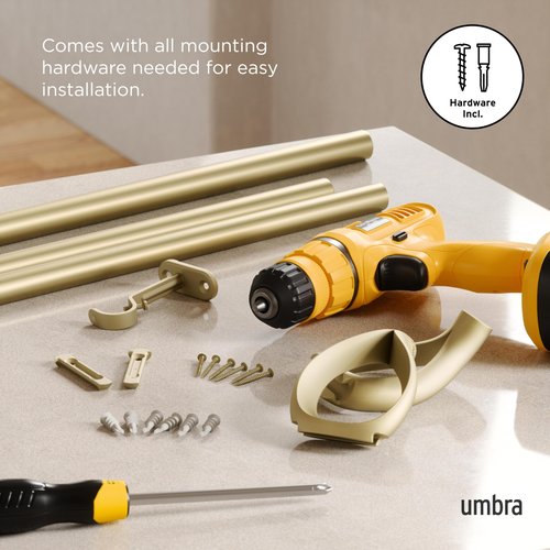Umbra Loop Curtain Rod for Window, Adjustable 42" to 120", Gold