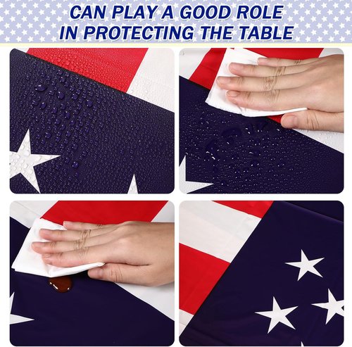 Newwiee Patriotic Tablecloth - American Flag Design | Disposable 54x108 Inch Rectangle (6 Pcs)