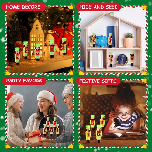 Chunful 25 Pcs Christmas Luminous Nutcrackers Figures Nutcracker Mini Soldier Figurines Glow in The Dark Christmas Decorations for Party Favors Bag Fillers Outdoor Dollhouse Collectible Decor Gifts