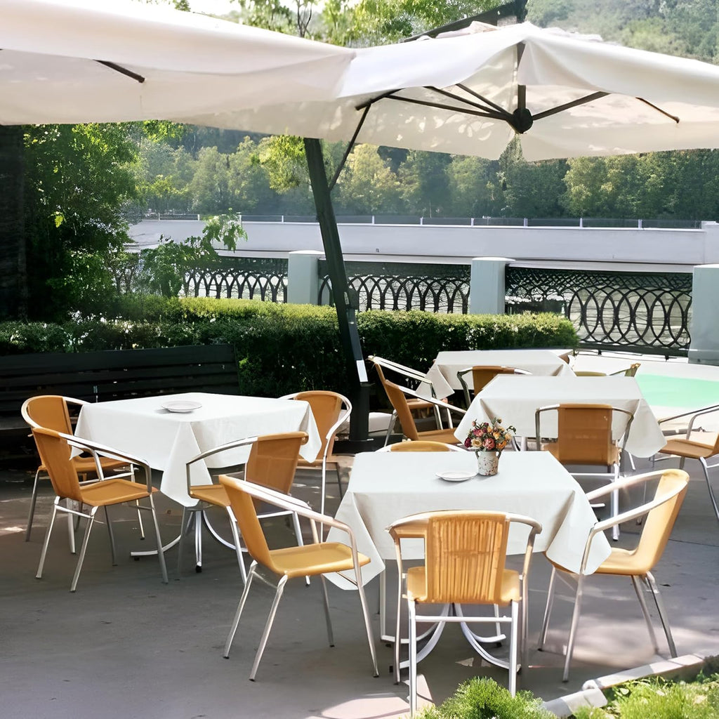 Skiennix Square Vinyl Tablecloth - Waterproof Flannel Backing | 54x54 Inch Ivory - 6 Pack for Outdoor Dining