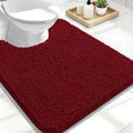 OLANLY U-Shaped Toilet Rugs - Extra Soft Chenille Bathroom Mat, 24x20, Quick-Dry & Non-Slip, Red