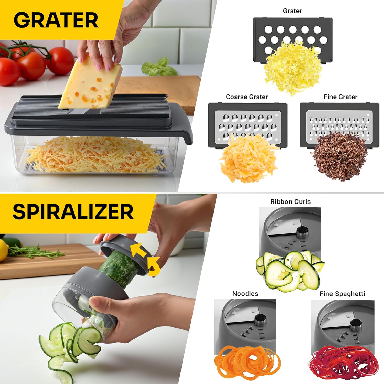 UltraChop 12-Blade Heavy Duty Vegetable Chopper - All-In-One Food Slicer & Spiralizer | Blue