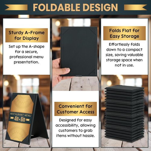AMGSH 4" × 6" Table Tents, Leatherette PU Leather Double-Sided Menu Holders Menu A-Frame Sign Holders, 2 Side Menu Covers for Restaurant Coffee Cafe Bar Drink Dessert 20 Pack