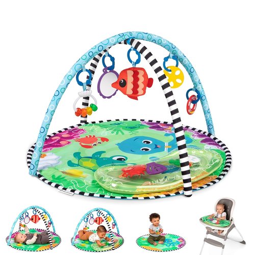 Baby Einstein Sea Floor Explorers Water Mat - 2-in-1 Portable Tummy Time Play Gym for Newborns